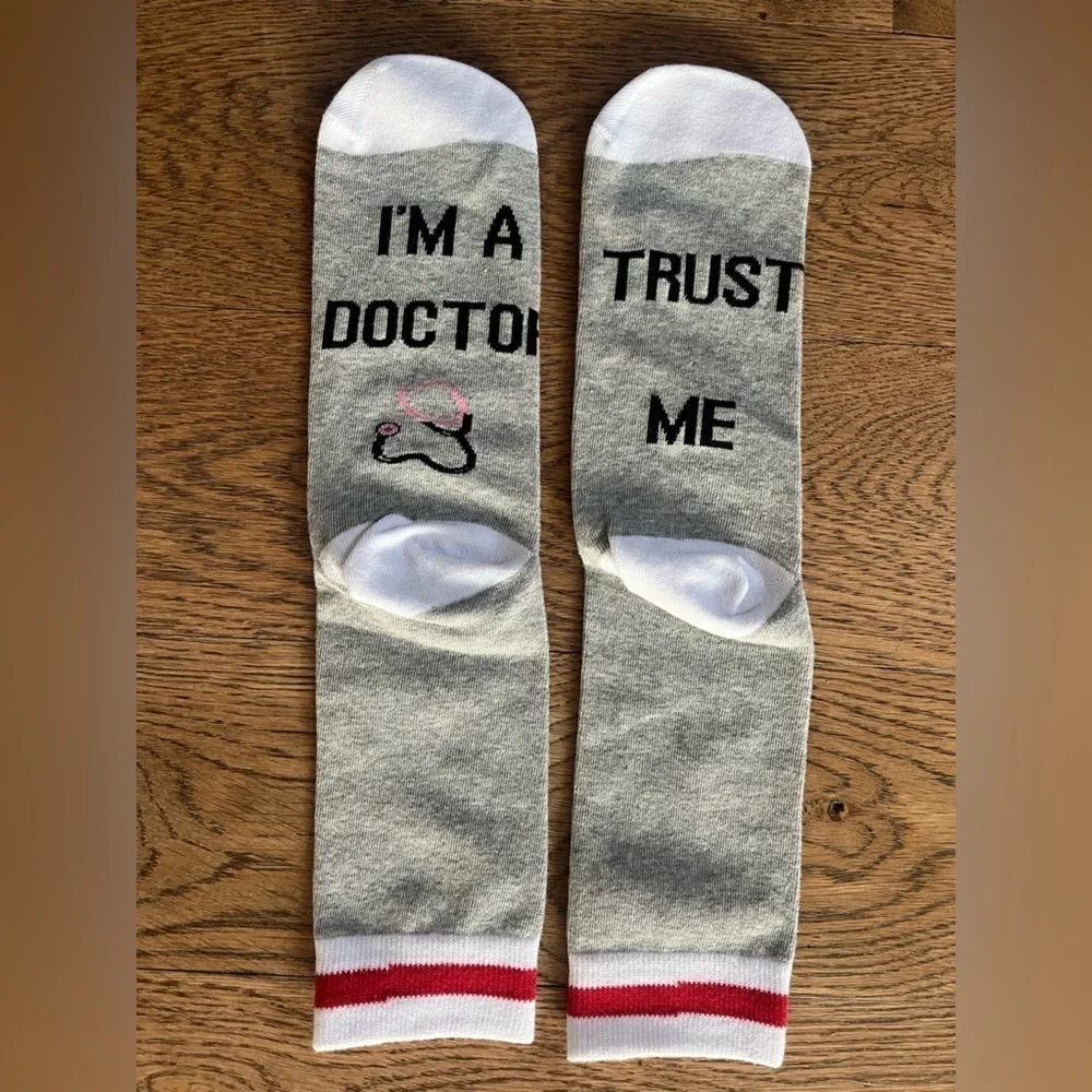 Funny Medical Men’s Crew Socks 2 Pair Doctor Novelty Gift